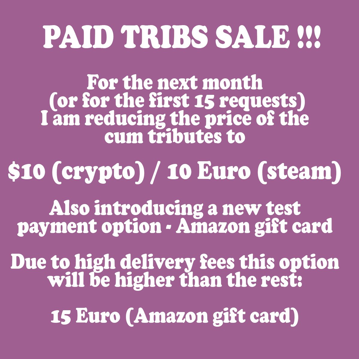 Tributes Sale Event (23rd of February - 23rd of March) #TGxQYB1N